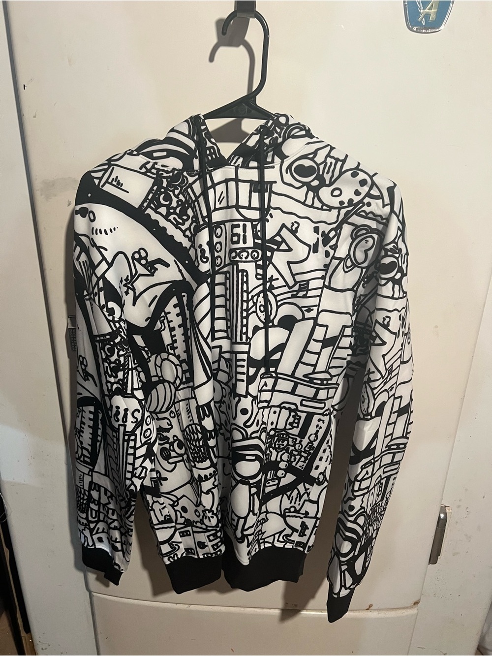 Black & White Doodle Graphic Zip Hoodie